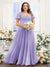 A-Line V-Neck Short Sleeves Split Side Ruched Chiffon Plus Size Bridesmaid Dresses