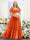 A-Line V-Neck Short Sleeves Split Side Ruched Chiffon Plus Size Bridesmaid Dresses