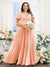A-Line V-Neck Short Sleeves Split Side Ruched Chiffon Plus Size Bridesmaid Dresses