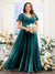 A-Line V-Neck Short Sleeves Split Side Ruched Chiffon Plus Size Bridesmaid Dresses