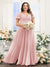 A-Line V-Neck Short Sleeves Split Side Ruched Chiffon Plus Size Bridesmaid Dresses