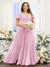 A-Line V-Neck Short Sleeves Split Side Ruched Chiffon Plus Size Bridesmaid Dresses