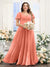 A-Line V-Neck Short Sleeves Split Side Ruched Chiffon Plus Size Bridesmaid Dresses