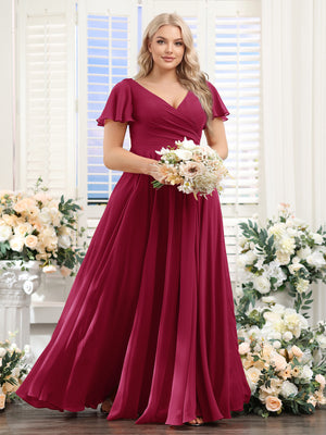 wine plus size bridesmaid dresses Amazon.com: SCOMCHIC Women's Plus Size Wedding Guest Dress Formal Lace Square Neck Short Sleeve Smocked Flowy Cocktail Maxi Dresses Burgundy : Clothing, Shoes & Jewelry