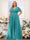 A-Line V-Neck Short Sleeves Chiffon Plus Size Bridesmaid Dresses with Pockets