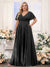 A-Line V-Neck Short Sleeves Chiffon Plus Size Bridesmaid Dresses with Pockets