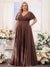 A-Line V-Neck Short Sleeves Chiffon Plus Size Bridesmaid Dresses with Pockets