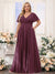 A-Line V-Neck Short Sleeves Chiffon Plus Size Bridesmaid Dresses with Pockets