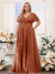 A-Line V-Neck Short Sleeves Chiffon Plus Size Bridesmaid Dresses with Pockets