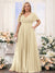 A-Line V-Neck Short Sleeves Chiffon Plus Size Bridesmaid Dresses with Pockets