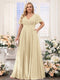 A-Line V-Neck Short Sleeves Chiffon Plus Size Bridesmaid Dresses with Pockets