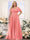 A-Line V-Neck Short Sleeves Chiffon Plus Size Bridesmaid Dresses with Pockets