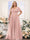 A-Line V-Neck Short Sleeves Chiffon Plus Size Bridesmaid Dresses with Pockets