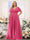 A-Line V-Neck Short Sleeves Chiffon Plus Size Bridesmaid Dresses with Pockets