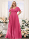 A-Line V-Neck Short Sleeves Chiffon Plus Size Bridesmaid Dresses with Pockets
