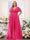 A-Line V-Neck Short Sleeves Chiffon Plus Size Bridesmaid Dresses with Pockets