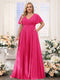 A-Line V-Neck Short Sleeves Chiffon Plus Size Bridesmaid Dresses with Pockets