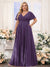 A-Line V-Neck Short Sleeves Chiffon Plus Size Bridesmaid Dresses with Pockets