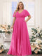 A-Line V-Neck Short Sleeves Chiffon Plus Size Bridesmaid Dresses with Pockets