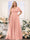 A-Line V-Neck Short Sleeves Chiffon Plus Size Bridesmaid Dresses with Pockets
