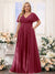 A-Line V-Neck Short Sleeves Chiffon Plus Size Bridesmaid Dresses with Pockets