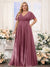 A-Line V-Neck Short Sleeves Chiffon Plus Size Bridesmaid Dresses with Pockets