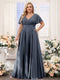 A-Line V-Neck Short Sleeves Chiffon Plus Size Bridesmaid Dresses with Pockets