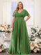 A-Line V-Neck Short Sleeves Chiffon Plus Size Bridesmaid Dresses with Pockets