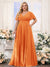 A-Line V-Neck Short Sleeves Chiffon Plus Size Bridesmaid Dresses with Pockets