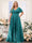 A-Line V-Neck Short Sleeves Chiffon Plus Size Bridesmaid Dresses with Pockets