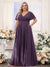 A-Line V-Neck Short Sleeves Chiffon Plus Size Bridesmaid Dresses with Pockets