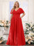 A-Line V-Neck Short Sleeves Chiffon Plus Size Bridesmaid Dresses with Pockets