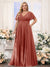 A-Line V-Neck Short Sleeves Chiffon Plus Size Bridesmaid Dresses with Pockets