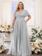 A-Line V-Neck Short Sleeves Chiffon Plus Size Bridesmaid Dresses with Pockets