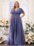 A-Line V-Neck Short Sleeves Chiffon Plus Size Bridesmaid Dresses with Pockets