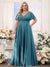 A-Line V-Neck Short Sleeves Chiffon Plus Size Bridesmaid Dresses with Pockets