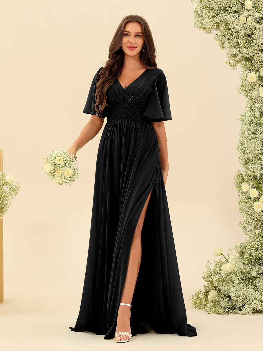 long black bridesmaid dresses Mismatched Mermaid Sweetheart Cheap Custom Dress MarryLover Multiway dress One shoulder Bandeau Halterneck Off shoulder Open back Short sleeve Special occasion dress Regular side neck to hem 51.5 /131cm Black Bridesmaid Dresses You'll Love
