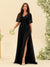 A-Line V-Neck Half Sleeves Split Side Chiffon Bridesmaid Dresses With Pockets