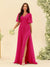 A-Line V-Neck Half Sleeves Split Side Chiffon Bridesmaid Dresses With Pockets