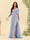 A-Line V-Neck Half Sleeves Split Side Chiffon Bridesmaid Dresses With Pockets