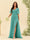 A-Line V-Neck Half Sleeves Split Side Chiffon Bridesmaid Dresses With Pockets