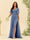 A-Line V-Neck Half Sleeves Split Side Chiffon Bridesmaid Dresses With Pockets