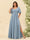 A-Line V-Neck Half Sleeves Plus Size Chiffon Bridesmaid Dresses With Split Side