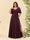 A-Line V-Neck Half Sleeves Plus Size Chiffon Bridesmaid Dresses With Split Side