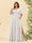A-Line V-Neck Half Sleeves Plus Size Chiffon Bridesmaid Dresses With Split Side