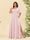 A-Line V-Neck Half Sleeves Plus Size Chiffon Bridesmaid Dresses With Split Side