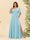 A-Line V-Neck Half Sleeves Plus Size Chiffon Bridesmaid Dresses With Split Side