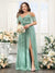 A-Line V-Neck Spaghetti Straps Chiffon Plus Size Bridesmaid Dresses with Pockets