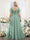 A-Line V-Neck Short Sleeves Split Side Chiffon Plus Size Bridesmaid Dresses with Pockets