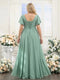 A-Line V-Neck Short Sleeves Split Side Chiffon Plus Size Bridesmaid Dresses with Pockets